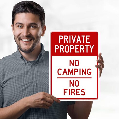 Private Property No Camping No Fires Sign, 10x14 Inches, Rust Free .040 Aluminum, Fade Resistant, Made in USA by My Sign Center in Kuwait