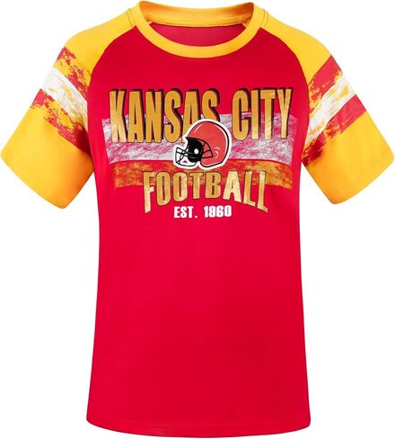 تي شيرت رجالي من City Football Fans Athletic Arm Stripe تي شيرت Raglan - أصفر وأحمر in Kuwait