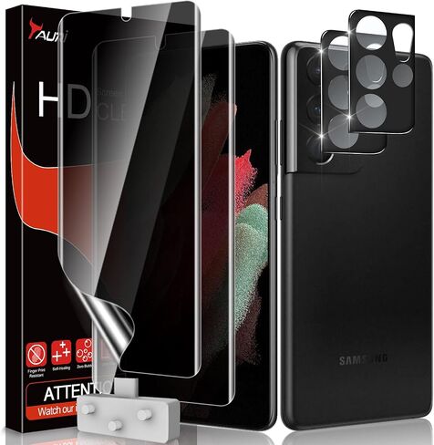 TAURI 2+2 Pack Screen Protector Designed for Samsung Galaxy S23 Ultra 5G, 2 Pack [Self-Healing] TPU Film + 2 Pack Camera Lens Protector, [Case Friendly] Support Fingerprint Unlock in Kuwait