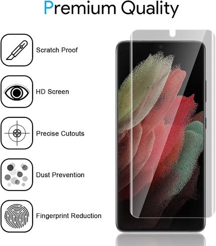 TAURI 2+2 Pack Screen Protector Designed for Samsung Galaxy S23 Ultra 5G, 2 Pack [Self-Healing] TPU Film + 2 Pack Camera Lens Protector, [Case Friendly] Support Fingerprint Unlock in Kuwait