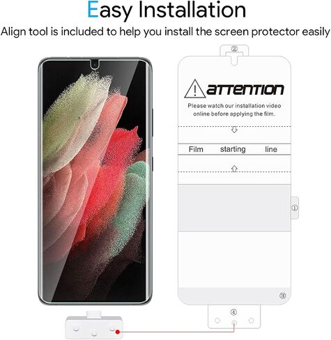 TAURI 2+2 Pack Screen Protector Designed for Samsung Galaxy S23 Ultra 5G, 2 Pack [Self-Healing] TPU Film + 2 Pack Camera Lens Protector, [Case Friendly] Support Fingerprint Unlock in Kuwait
