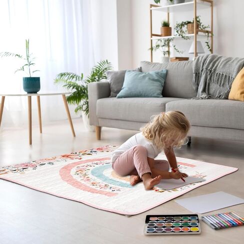 سجادات لعب الأطفال للأرضية بسمك 50 × 50، سجادة أطفال للعب بقاعدة مطورة مضادة للانزلاق، بساط زحف مبطن فائق النعومة، بساط لعب إسفنجي للأطفال الرضع والأطفال الصغار والرضع (أزهار) in Kuwait