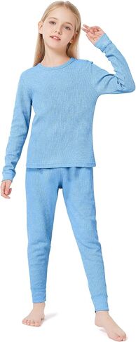 VZV Girls Kids Thermal Set Waffle Girls Thermal Underwear Long Johns for Kids Base Layer Thermal Underwear for Kids Winter in Saudi Arabia
