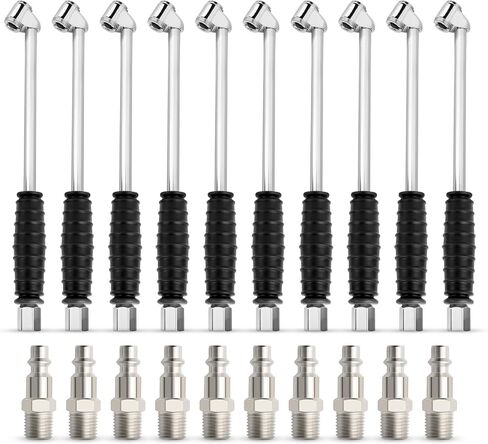MEANLIN MEASURE 5PCS 1/4" FNPT Extended Reach Dual Head Air Chuck with Rubber Grip Handle, 2-Way Connection Extended Brass Air Chuck, Tire Chuck with Quick Plugfor Semi, RV, Truck Dually Tires in Saudi Arabia