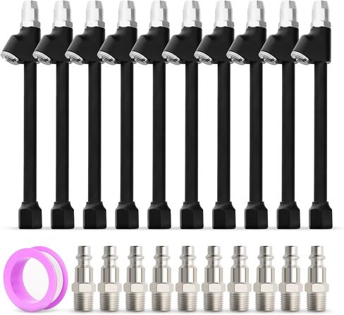 MEANLIN MEASURE 5PCS 1/4" FNPT Extended Reach Dual Head Air Chuck with Rubber Grip Handle, 2-Way Connection Extended Brass Air Chuck, Tire Chuck with Quick Plugfor Semi, RV, Truck Dually Tires in Saudi Arabia