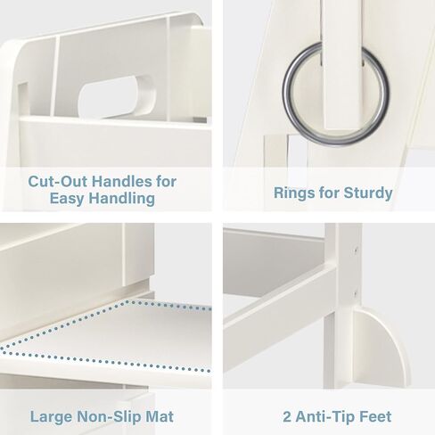 TOETOL الخيزران طفل التعلم خطوة البراز 3 ارتفاع قابل للتعديل المطبخ مكافحة الحضانة الدائمة برج مساعد البراز للأطفال مع حماية ضد الانزلاق (الخشب والرمادي) in Kuwait