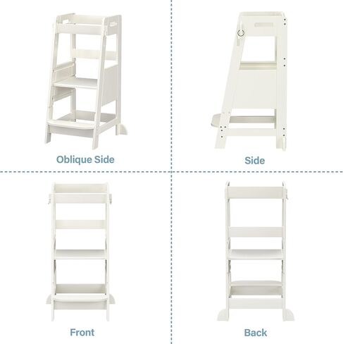 TOETOL الخيزران طفل التعلم خطوة البراز 3 ارتفاع قابل للتعديل المطبخ مكافحة الحضانة الدائمة برج مساعد البراز للأطفال مع حماية ضد الانزلاق (الخشب والرمادي) in Kuwait
