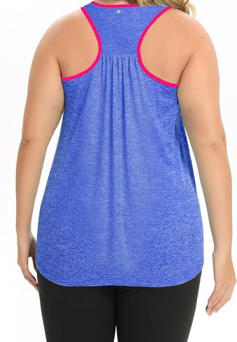 FOREYOND Women's Plus Size Workout Clothing Tank Tops Racerback Loose Fit Athletic Color-Block Tops Yoga Summer Tops in Saudi Arabia