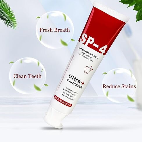 معجون أسنان Ultra Whitening، Sp 4، معجون أسنان Ultra Whitening Sp - 4، معجون أسنان بروبيوتيك لتفتيح الأسنان، معجون أسنان للعناية بالتنظيف العميق، 4.23 أونصة/120 جم، عبوة من قطعتين in Saudi Arabia