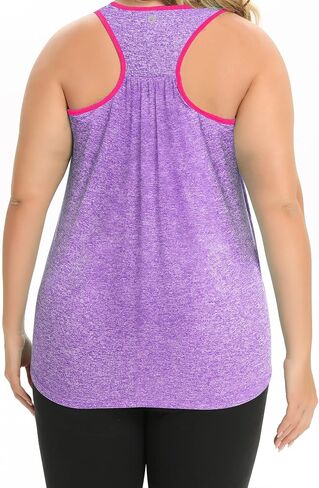 FOREYOND Women's Plus Size Workout Clothing Tank Tops Racerback Loose Fit Athletic Color-Block Tops Yoga Summer Tops in Saudi Arabia