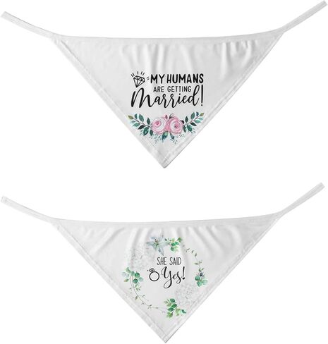 هدايا الخطوبة، YUDANSI Engagement Dog Bandanas 2 Pack، وشاح الحيوانات الأليفة الزفاف، بلدي البشر يتزوجون هدية لمحبي الكلاب، الدعائم الخطوبة لفستان الكلب، كلب صغير متوسط ​​الحجم كبير الحجم in Kuwait