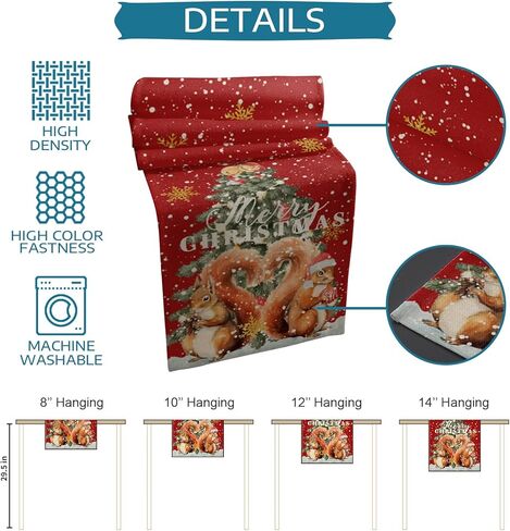 Linen Burlap Christmas Table Runner Dresser Scarves 13"x70", Christmas Tree Snowman and Cardinal Winter Snowflakes Red Black Plaid Kitchen Table Runners for Farmhouse Dinner, Holiday Parties Decor in Kuwait