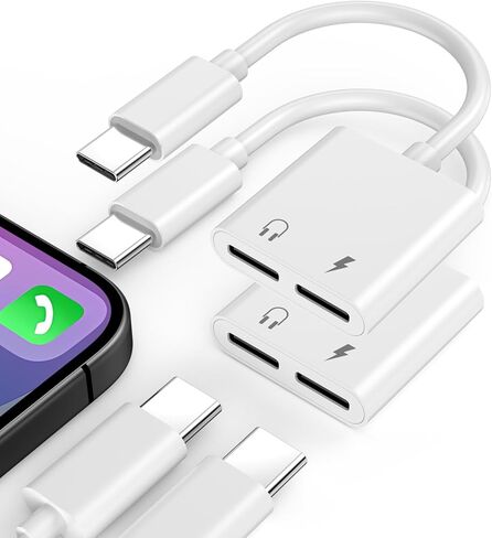 [Apple MFi Certified] Apple Lighting to 3.5 mm Headphone Jack Adapter for iPhone, 2 Pack 2 in 1 iPhone Headphone Aux Audio + Charger Cable Splitter Adapter Dongle for iPhone 14 13 12 11 XS XR X 8 7 in Saudi Arabia