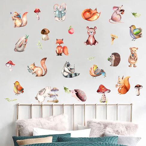 ملصقات جدارية على شكل فطر سنجاب أرنب أرنب قنفذ، ملصقات جدارية لحيوانات الغابة للأطفال، ملصقات جدارية لحيوانات الغابة لغرفة الأطفال وديكور جدار حضانة الأطفال، ملصقات جدارية للأطفال، شارات جدارية للأطفال in Kuwait