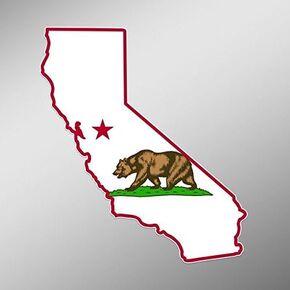 California State Shape Flag Vinyl Decal Sticker Cali Bear Car Window Bumper 5-Inches by 3-Inches Premium Quality UV Resistant Laminate JMM027