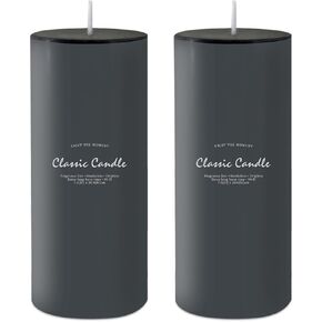 2 Pack 3x8 Hand Poured White Dripless Pillar Candles, Soy Candles, Non-Toxic, Unscented, Smokeless, for Power Outages & Emergency