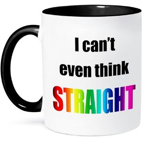 3dRose I Cant Even Think Straight Mug, 11 oz, Black/White