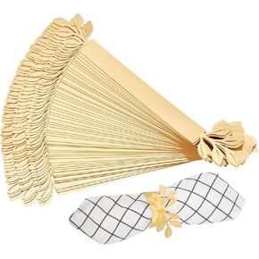 WADORN 70Pcs Gold Leaf Napkin Rings, Paper Gold Leaves Napkin Buckle Reflective Gold Leaf-Shaped Paper Napkin Holder Rings for Table Setting Holiday Christmas Thanksgiving Party Table Decor
