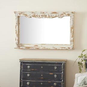 Deco 79 Wall Mirror, 50" L x 5" W x 30" H, White