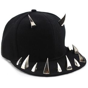 Punk Rock Spike Studded Cap Goth Rivet Hip Hop Baseball Hat Black, Medium-Large