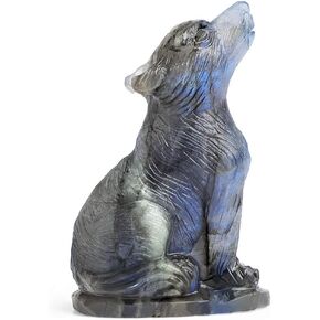 Artistone 2.0" Amethyst Crystal Wolf Figurines Gift Hand Carved Gemstone Pocket Wolves Statue Animal Carvings Collectibles Crystals and Healing Stones for Home and Office Decor