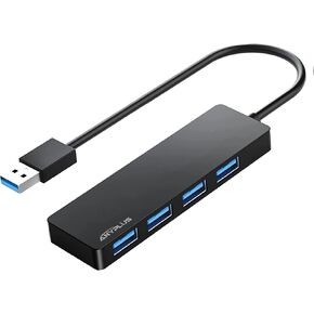 USB Hub, Multiport USB Splitter Adapter, 2 ft Long Cable USB 3.0 Hub, USB Extender for Laptop, PC, iMac, Surface Pro, MacBook, Mac Pro, Flash Drive, XPS, Mouse, HDD【White】