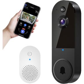 Smart Video doorbell Camera Wireless Wi-Fi Cam with Night Vision,Motion Detection, Cloud Storage, Two Way Audio, Chime Ringer Included…