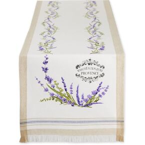 مجموعة سطح الطاولة DII Lavender Fields من القطن المنسوج، مفرش طاولة، 14x72