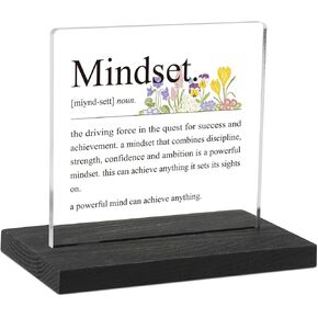 Motivational Office Decor Signs for Cubicle Decor or Desk Decorations, Work Decorations Office Desk Accessories, Inspirational Gifts for Women Men, Mindset Definition Office Desk Décor Sign, DSF174