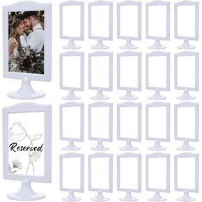 Meonua Double Sided Standing Picture Frames 4x6 Inch Pedestal Photo Frame with Inserts and Base - 2 Sided Frame for Vertical Display(white, 20 count)