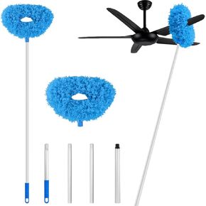Ceiling Fan Cleaner Duster High Ceiling Fan Cleaner Extended Fan Blade Cleaner Reusable Microfiber Ceiling Fan Blade Cleaner Adjusts 13 to 67 Inch for Cleaning Walls Cobweb Door Window Top （Blue） in Kuwait