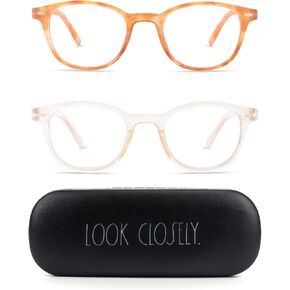 Rae Dunn "ELIZA Blue Light Blocking Reading Glasses - 2 Pack w/LOOK CLOSELY Signature Font Hard Case