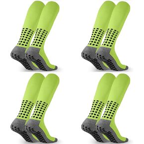 Luwint 4 Pairs Non Slip Knee High Soccer Socks Grip Sport Socks (Green)