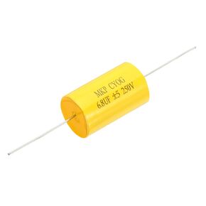PATIKIL 6.8uF 250 V Frequency Divider Capacitor, 1 Pcs Axial Audio Speaker Crossover Step-Less Film Capacitor MKP Capacitor for Audio Equipment Appliances, Yellow