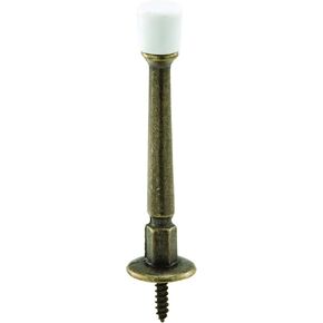 Prime-Line MP9021 Rigid Door Stop, 3 In., Diecast, Antique Brass, Rubber Tip, Baseboard (10 Pack)