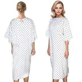 EZGOODZ Poly-Cotton Patient Gown, Large. 3 Pack Cloth Hospital Gowns for Men with Front, Back Snap Closure. Reusable Medical Gowns for Patients. Hospital Patient Gowns for Women with Short Sleeves