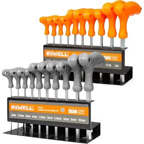 20 Piece T Handle Allen Wrench Set - SAE & Metric Hex Key Set with Stand U.S. Veteran Owned Brand