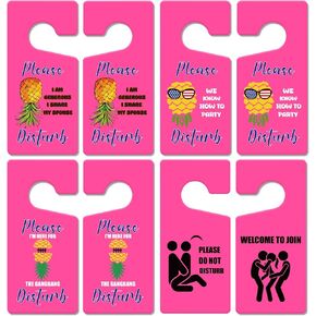Upside Down Pineapple Door Sign - 4PCS Please Disturb Upside Down Pineapple Door Hanger Sign Funny Door Knob Sign Sexy Bedroom Decor for Home Bedroom