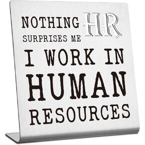 CINRLLA HR Gifts Funny Office Desk Decor Gifts for Women Men Coworker, Human Resources Definition Home Office Desk Shelf Decorative Sign, DSC11