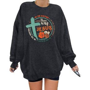 ALLTB Jesus Sweatshirt Women Christian Religious Sayings Sweatshirt Jesus Faith Bible Verse Flower Printed Long Sleeve Tops
