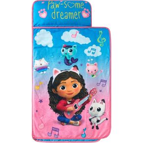 DC Batwheels Toddler Quilted Nap Mat with Built in Blanket and Pillow, 20" Wx 46" L