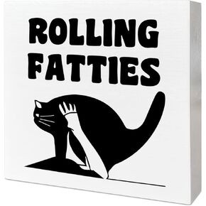 Cat Desk Decor Wooden Box Sign, Spoiled Cats Live Here, Funny Cat Decor for Home Bedroom Office Cat Lovers Desk Decoration for Room, Funny Cat Lovers Gifts for Women Girl Men, Cat Mom Cat Dad Gifts
