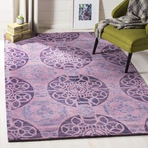 SAFAVIEH Wyndham Collection 7' Square Purple WYD376J Handmade Modern Premium Wool Area Rug
