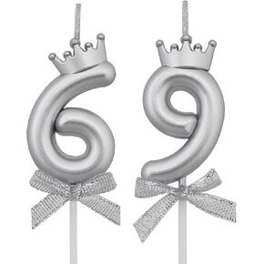69 96 Birthday Candles, 69th 96th Cake Candles, Pink Birthday Number 69 96 Candles Cake Topper Decorations for Party Men Women