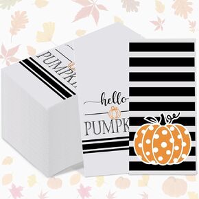100 Pieces Fall Paper Napkins Thanksgiving Pumpkin Disposable Napkin Fall Guest Hand Paper Towels Vintage Autumn Harvest Table Decoration for Dinner Kitchen Bathroom Home Party