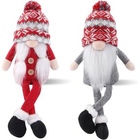 Christmas Gnomes Decorations 2 Pack Handmade Elf Santa Tomte Swedish Gnome Scandinavian Figurine Nordic Gnomes Plush Christmas Elf Dolls Christmas Table Home Ornaments for Holiday Party Gifts