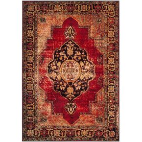 SAFAVIEH Vintage Hamadan Collection Area Rug - 5'3" x 7'6", Red & Multi, Oriental Traditional Persian Design, Non-Shedding & Easy Care, Ideal for High Traffic Areas in Living Room, Bedroom (VTH219A)