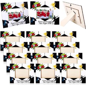 12 Pcs Soccer Picture Frame Sport Themed Wooden Photo Frame 4 x 6 Inches Photograph Hanging Tabletop Picture Frame for Kids Adults Sport Team Players Coach Gifts Homecoming Party Supplies