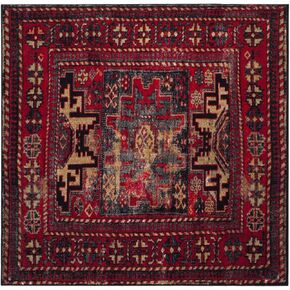 SAFAVIEH Vintage Hamadan Collection 8' Square Red/Multi VTH213A Traditional Oriental Living Room Dining Bedroom Area Rug
