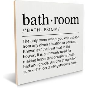 Bathroom Decor Bathroom Definition Wood Sign Bathroom Sayings Wood Plaque Tabletop Signs Decorative Desk Sign 6.2 X 6.2 Inches